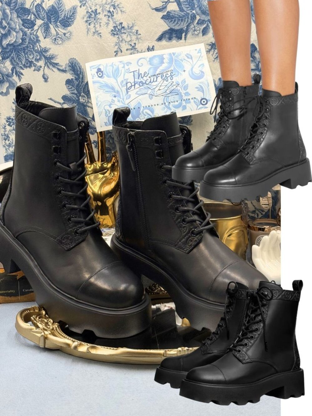 🆕 TORY BURCH 🧿 NWOB T Monogram Lug Boot, Perfect Black / Leather - Sz 7M
